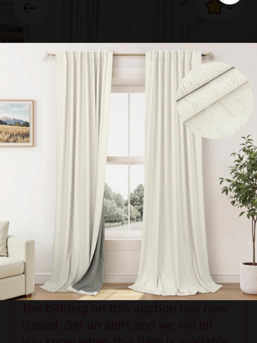 Linen-Textured Ivory Curtain Panels - Set of 2